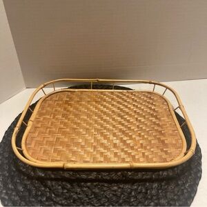 1980s Bamboo Woven Serving lap Tray - Tan